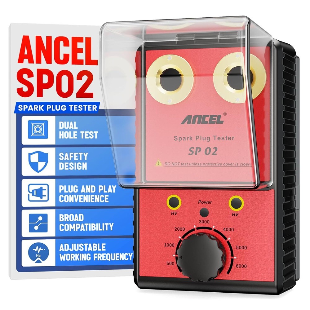 ANCEL SP02 Spark Plug Tester Ignition Double Hole Detector 0-6000RPM Adjustable