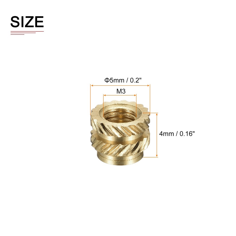 120pcs M3x4mmx5mm Knurled Insert Nuts