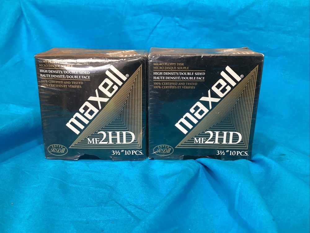 2 MAXELL MF2HD Micro Floppy Disk High Density Double Sided 3 1/2 New
