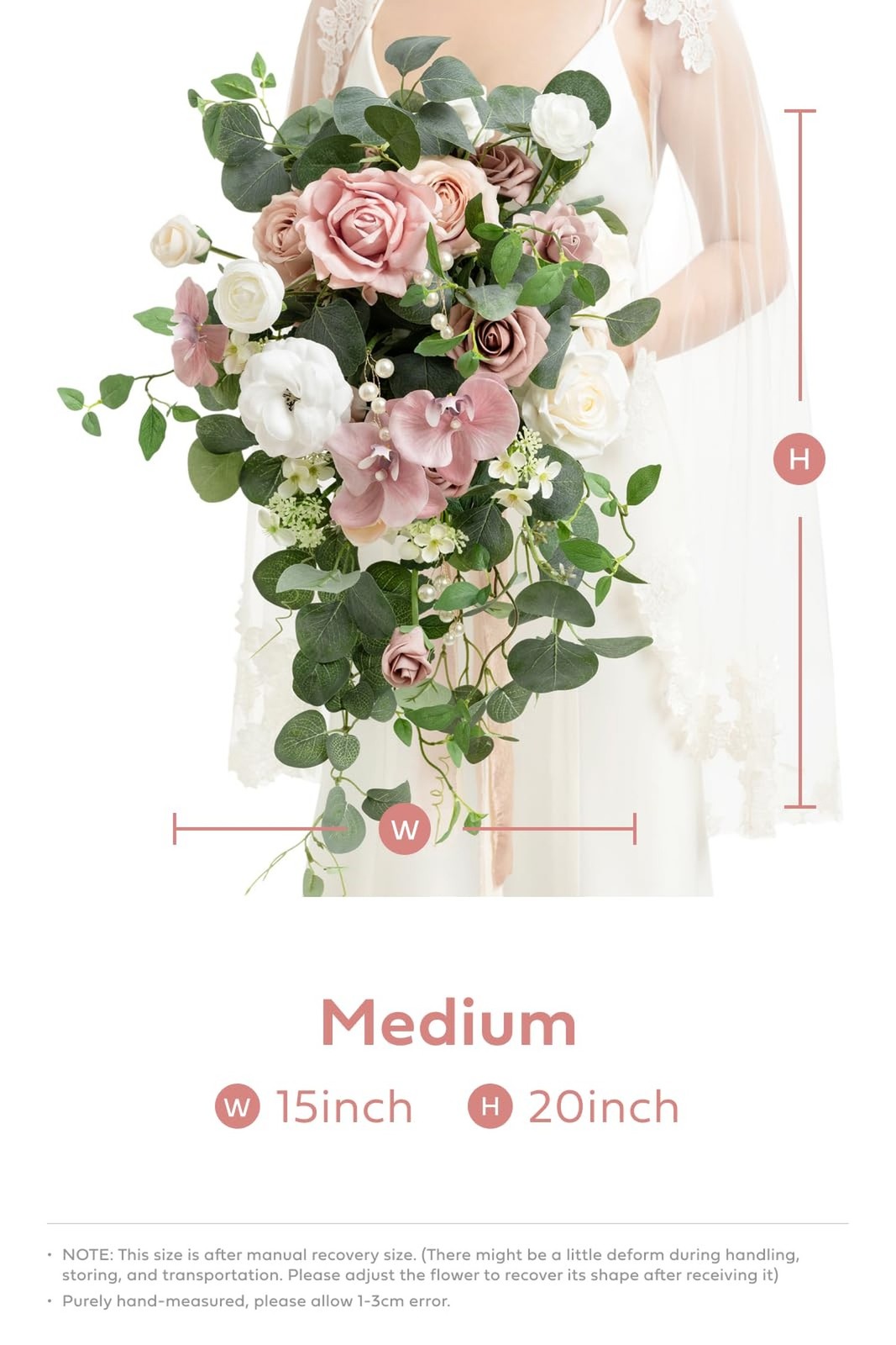 Ling's moment Pink Bridal Bouquet for Bride, Dusty Rose Wedding Bouquets for ...