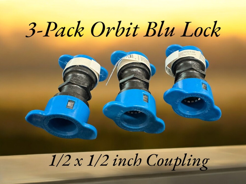 3- Pack | Orbit Blu Lock 1/2" x 1/2" inch Coupling Push Connect Swing Pipe