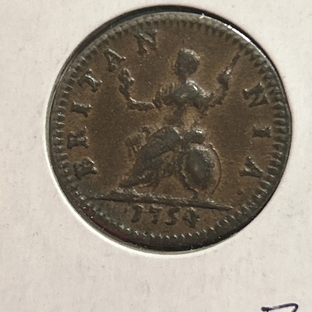 1754 George II Farthing Copper Coin High Grade !!!!