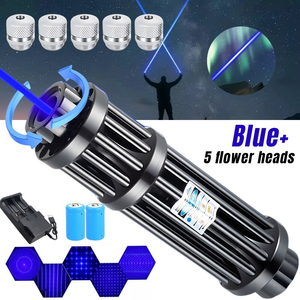 Watt Adjustable High Power Blue Burning Laser Pointer Visible Dot Torch Light