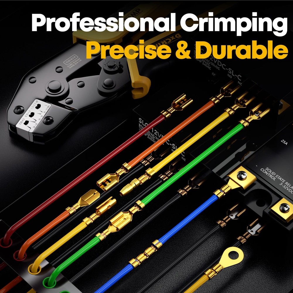 Crimping Tool Kit, 14-Type Open Spade & Quick-Disconnect Connector Set (2.8/3...