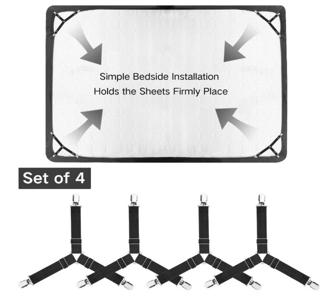 Foloda Sheet Holders, 4 pcs Adjustable Bed Sheet Straps, Fitted Sheet Holder Cli