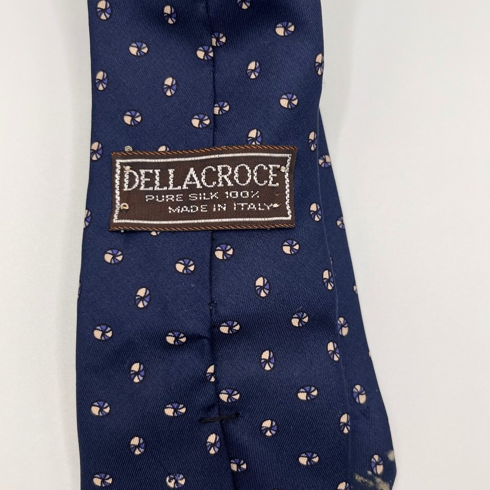 DELLACROCE Silk Tie Navy Blue Patterned Made in Italy