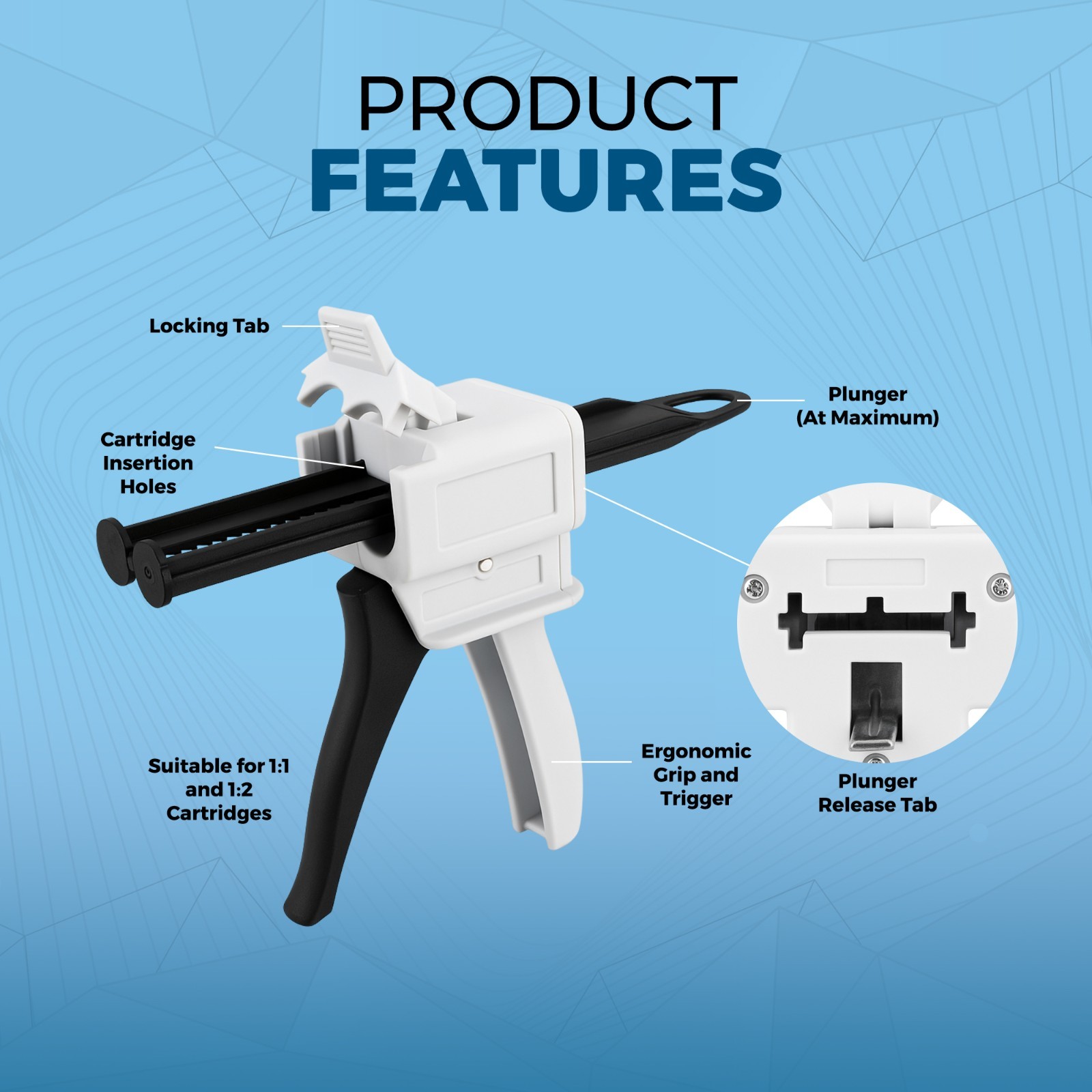 Dental Impression Universal Cartridge Dispenser Delivery Gun 1:1 2:1 77580