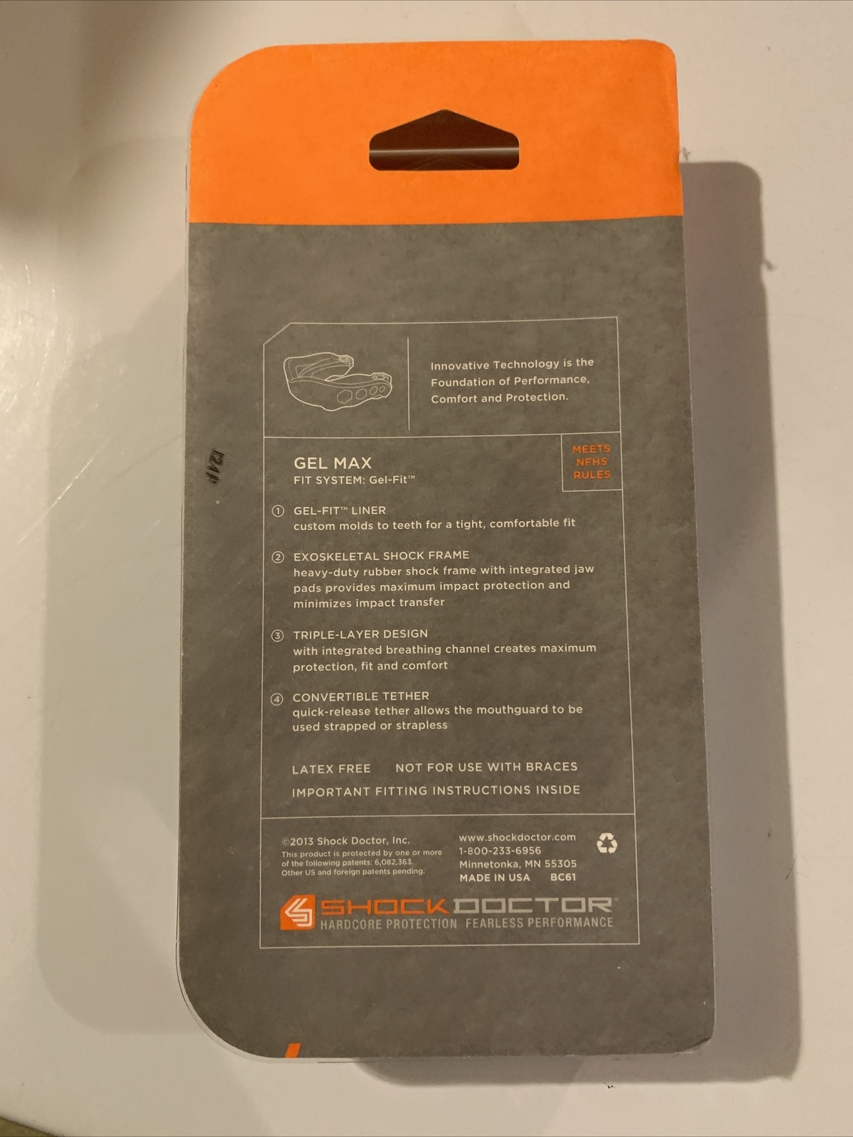 NEW Shock Doctor YOUTH 10 & Under Mouth Guard GEL MAX RED Boil & Bite Latex-Free