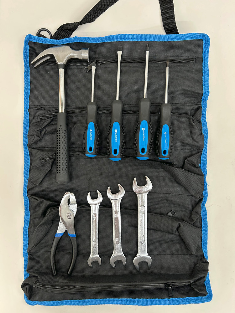 Tool Roll with Hammer, Screwdrivers, Wrenches and Pliers ~