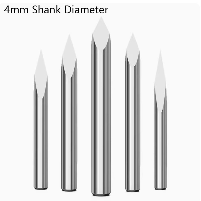 4mm Triangular Straight Engraving Cutter CNC Router Bits Jade/Wood Carving Tool
