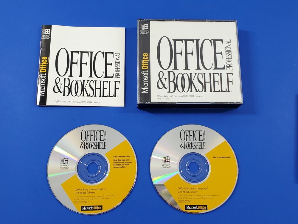 Vintage Microsoft Windows 95 and Office Professional Bookshelf CD CD-ROM Bundle
