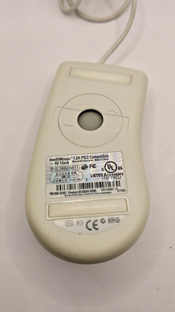 Microsoft IntelliMouse 1.2A PS/2 Compatible Mouse 63618-OEM Tested WORKING