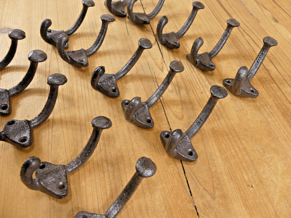 15 Cast Iron Rustic U-Shape Hooks Coat Hat Sweater Towel Bathroom Kitchen Cups