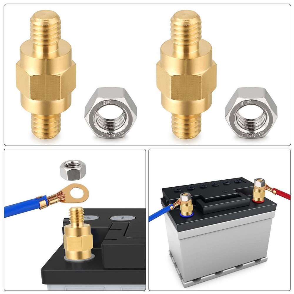 4Pcs 3/8"-16 GM Post Brass Side PostBattery Terminal Bolt Standard Extender Stud