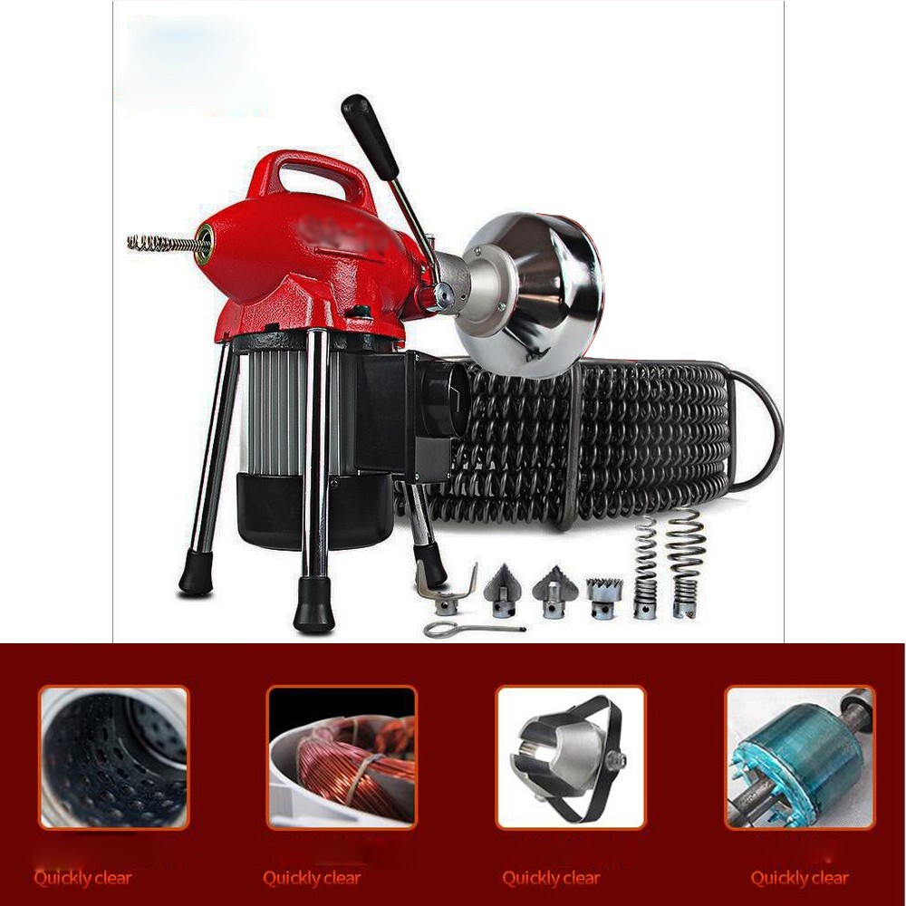 110V 3/4-4" Sectional Pipe Drain Cleaner Cleaning Electric Pipe Dredging Machine