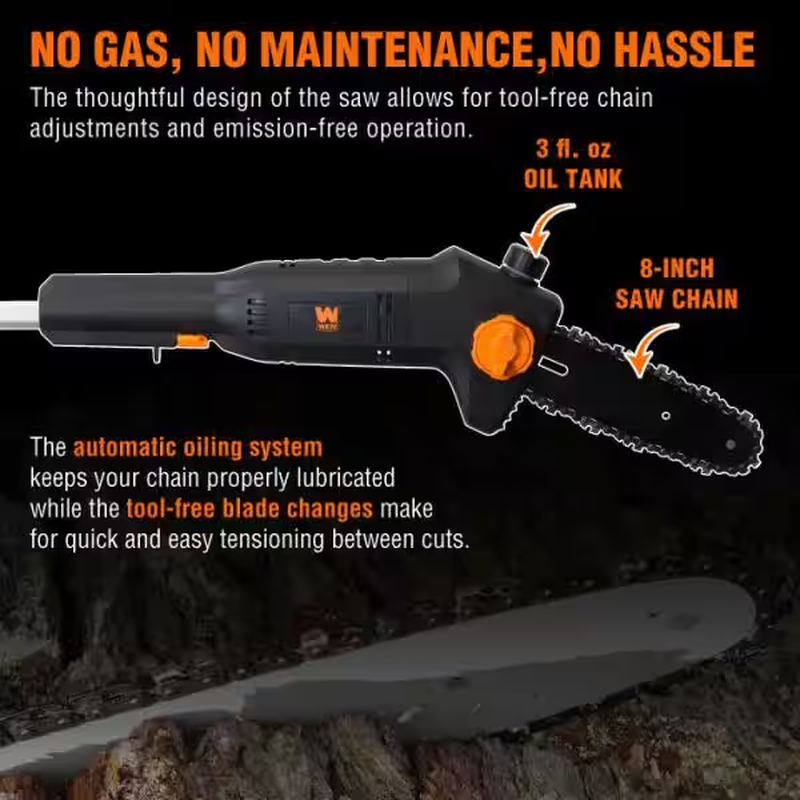NEW Durable 8in Electric Telescoping Pole Saw 6-Amp Extendable Tree Trimmer Tool