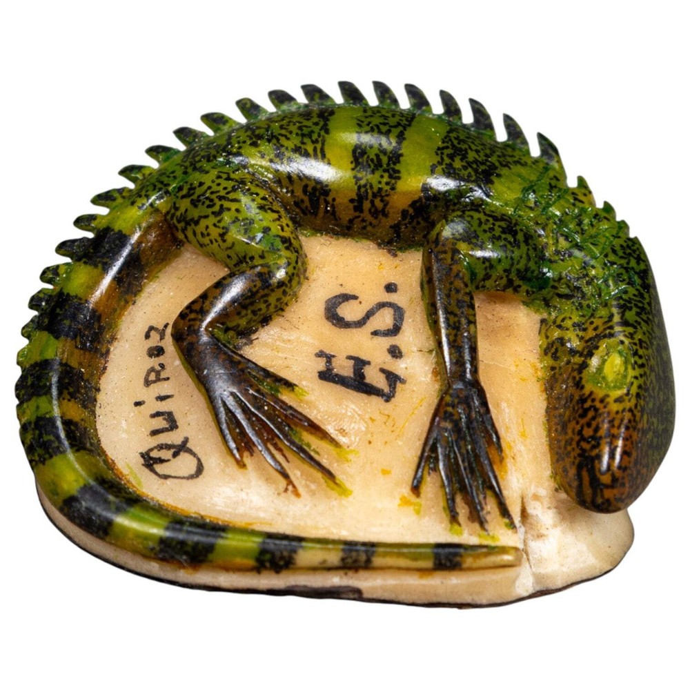 Green Iguana Lizard Tagua Carving