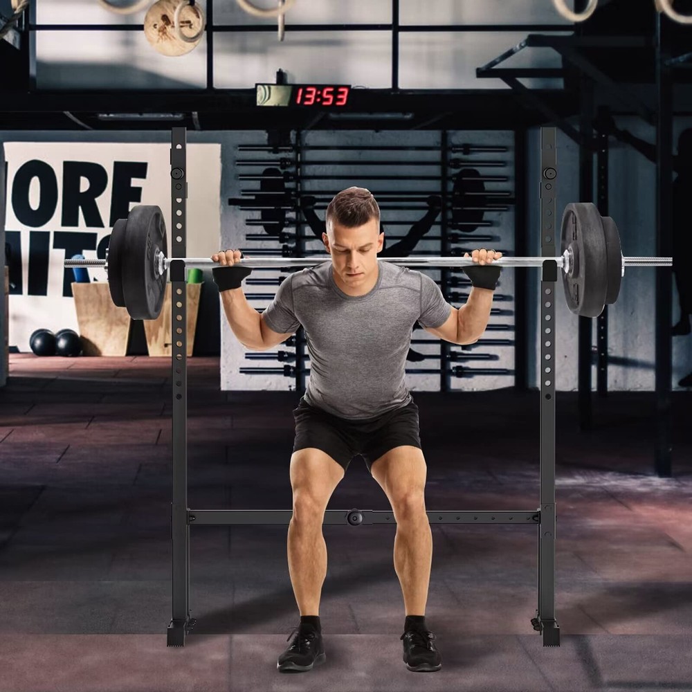 Uboway Barbell Rack Squat Stand Adjustable Bench Press Rack 550LBS Max Load Mult