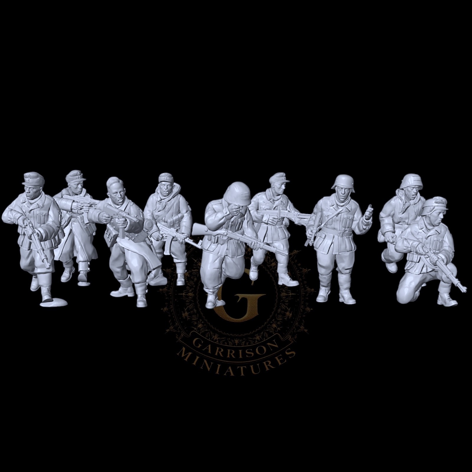 WW2 UNPAINTED German SS Charlemagne Squad 28mm or 20mm ideal Bolt Action etc