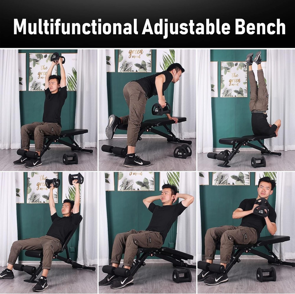 leikefitness Adjustable Weight Bench Foldable Workout Exercise Bench with Automa
