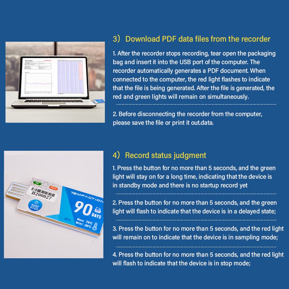 USB Recorder PDF Report Disposable Data Logger 90 V5K7