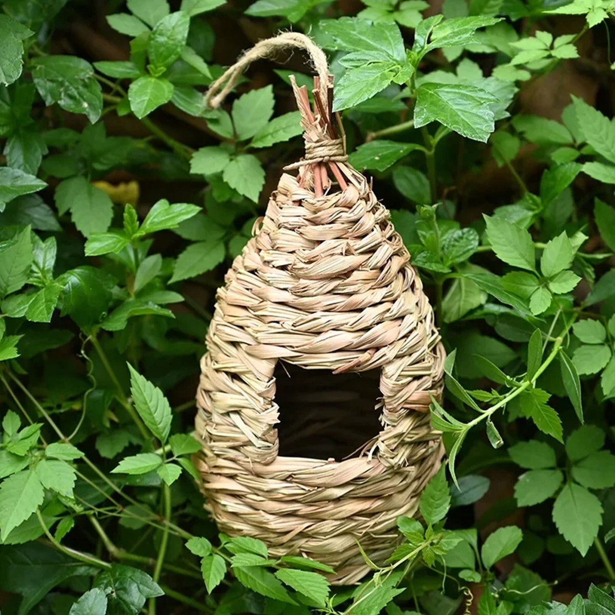 3Pack Handwoven Straw Hanging Hummingbird House Grass Bird Nest Bird Feeder