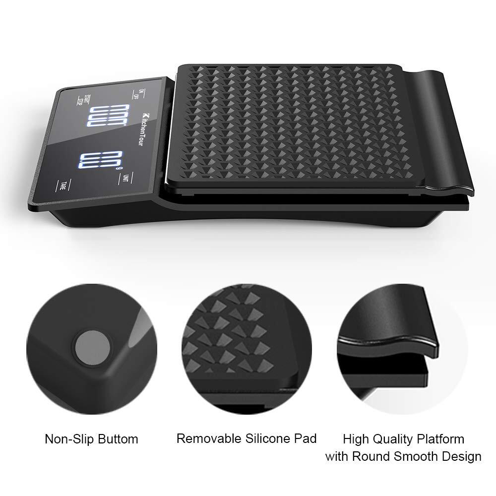 KitchenTour Coffee Scale with Timer 3kg/0.1g High Precision Pour Over Drip Es...