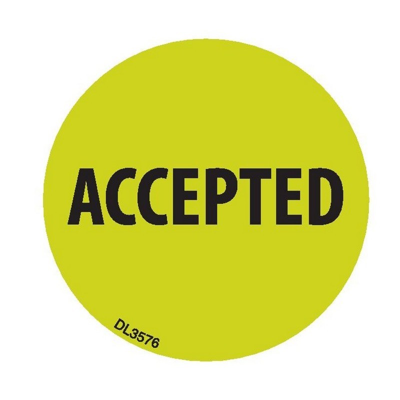 2" diameter Accepted labels (500 per Roll)