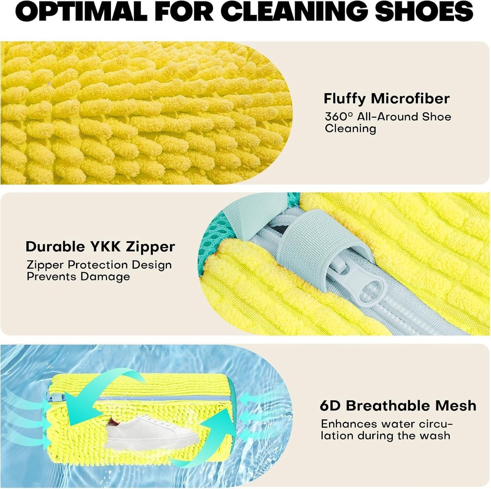 GENERIC SHOE WASHING MACHINE BAG LAUNDRY SHOE BAG - 2PC - YELLOW