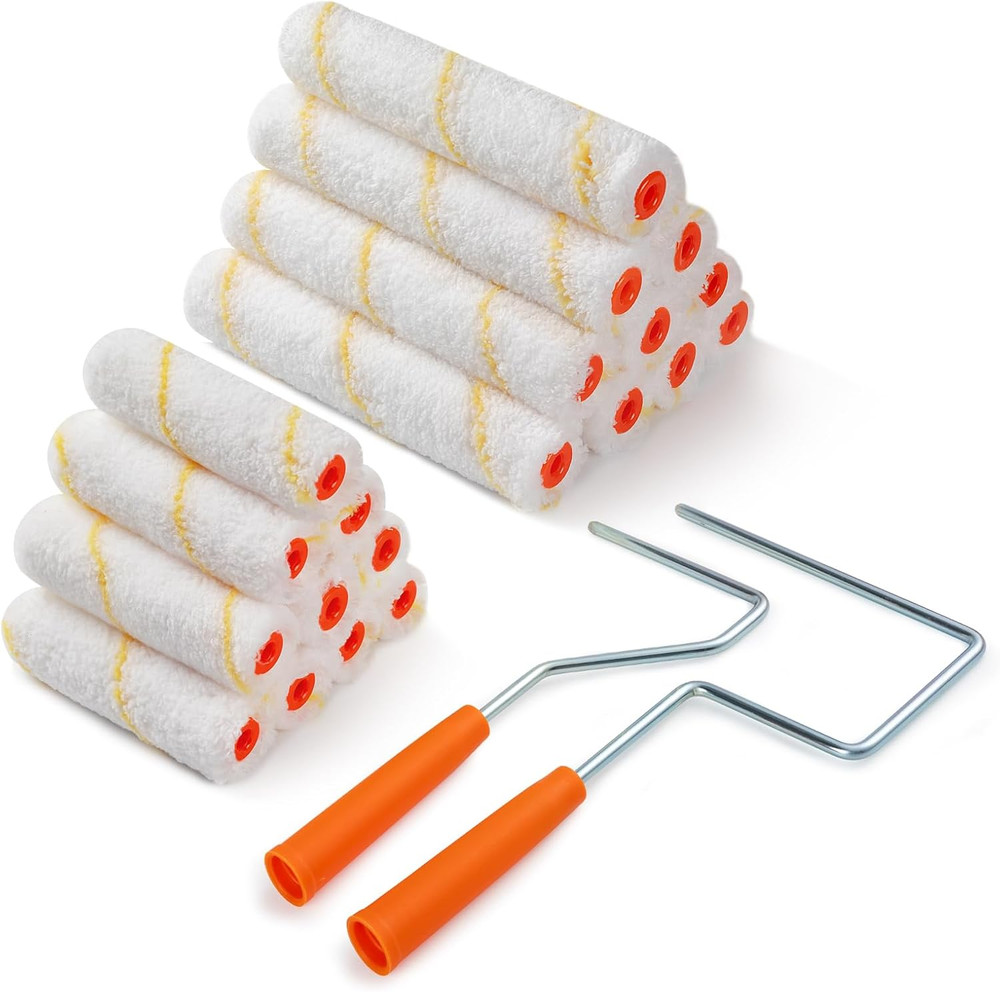 20 Pack Microfiber Paint Roller, 4 Inch and 6 Inch, Small Paint Roller Covers, 3