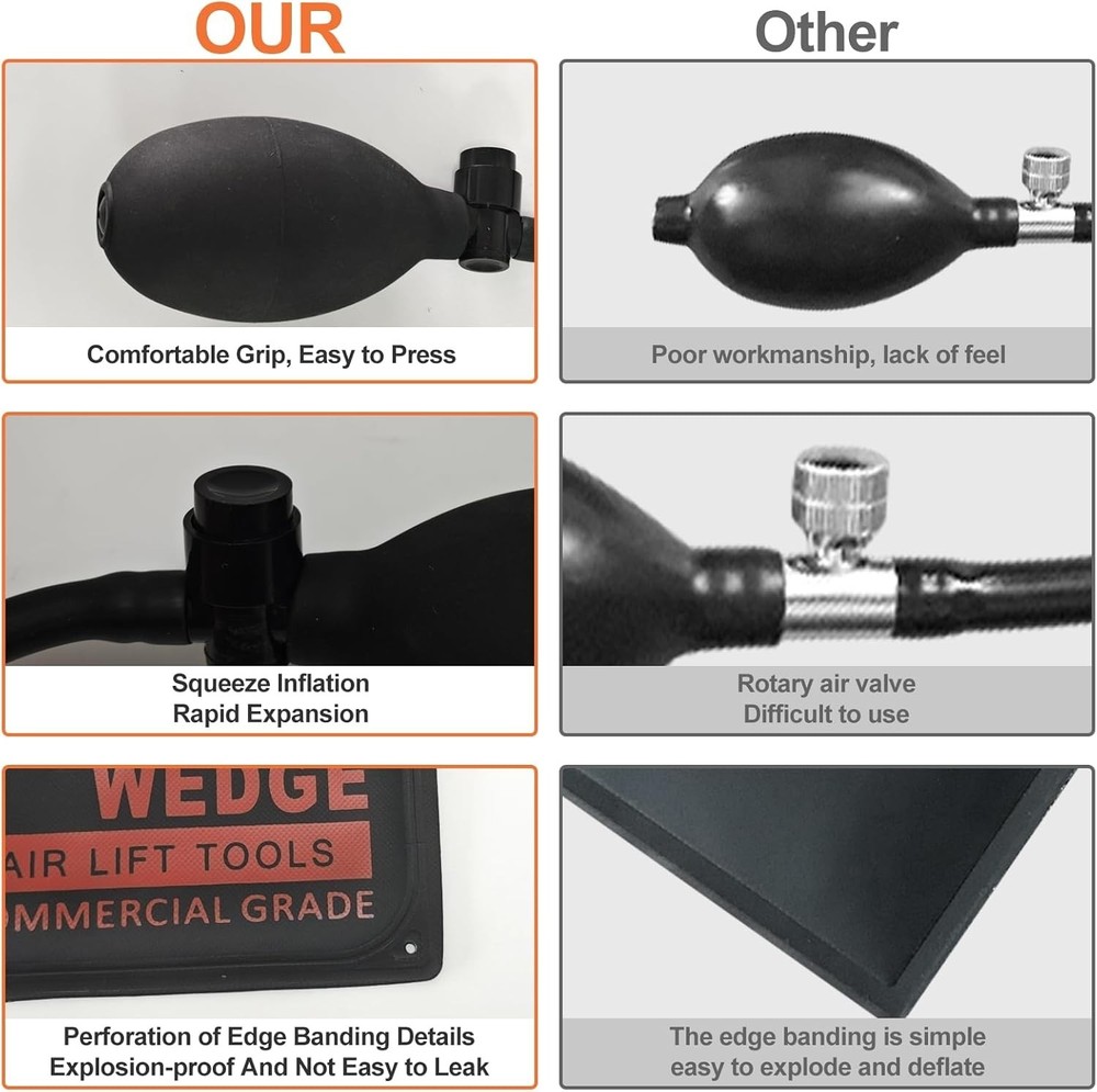 Versatile Air Wedge Bag for Safe Installations - Compact, No Batteries Needed