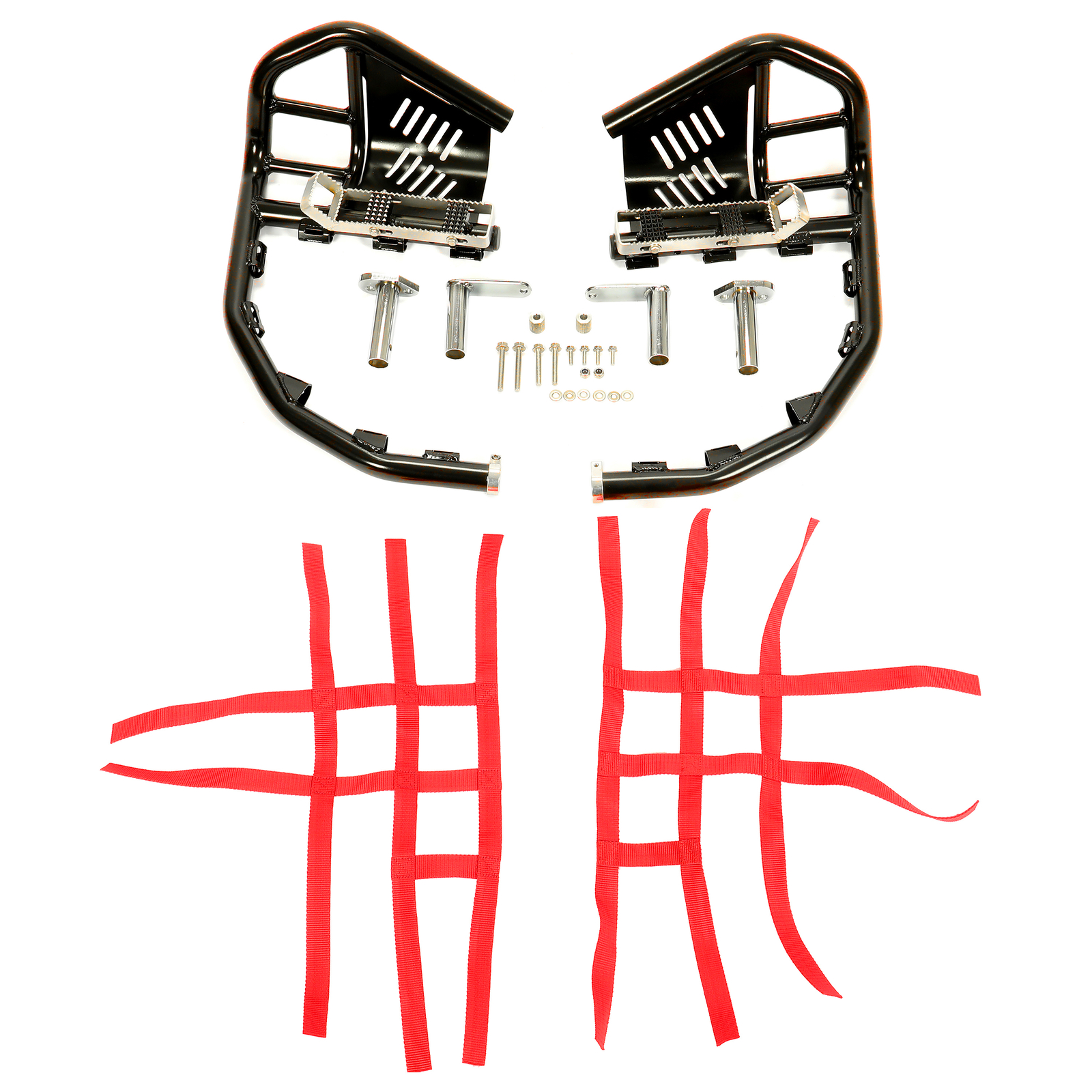 For Honda TRX 400EX 400X Nerf Bars Pro Peg Black Bars Red Nets Bar Heel Guard
