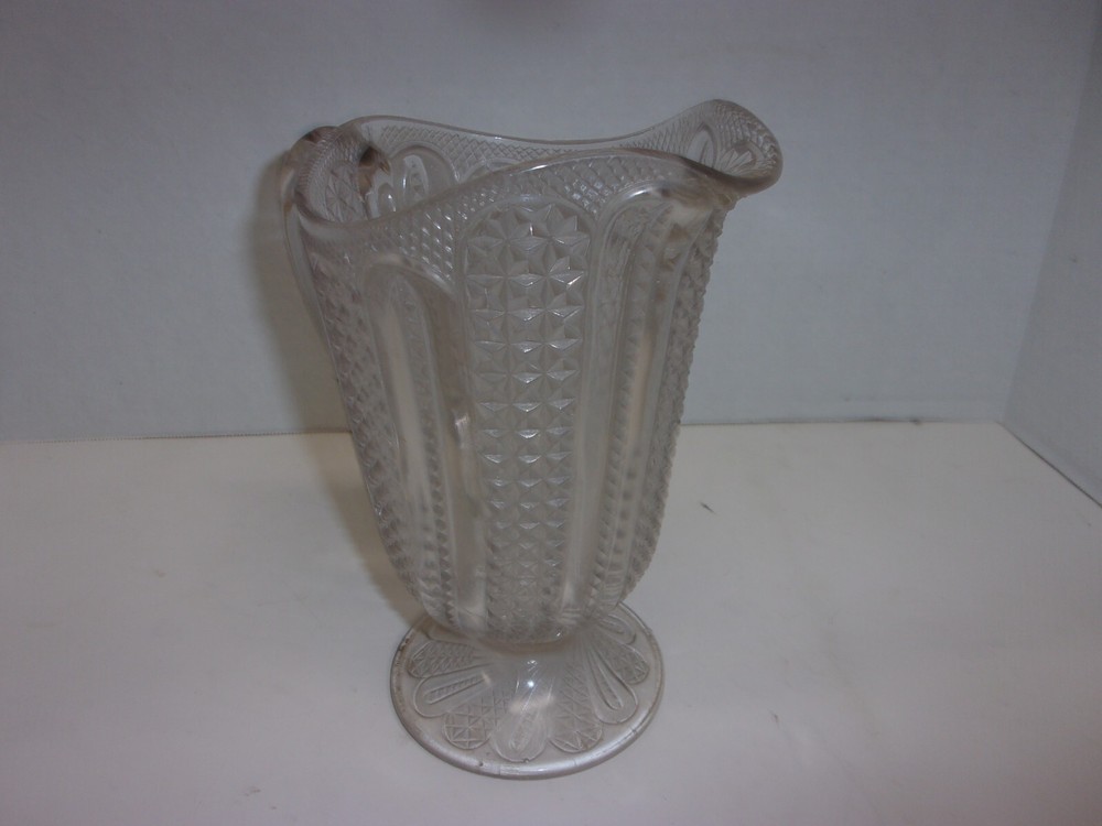 Vintage McKee Brothers Doric Pitcher EAPG Feather Pattern No Chips Or Cracks