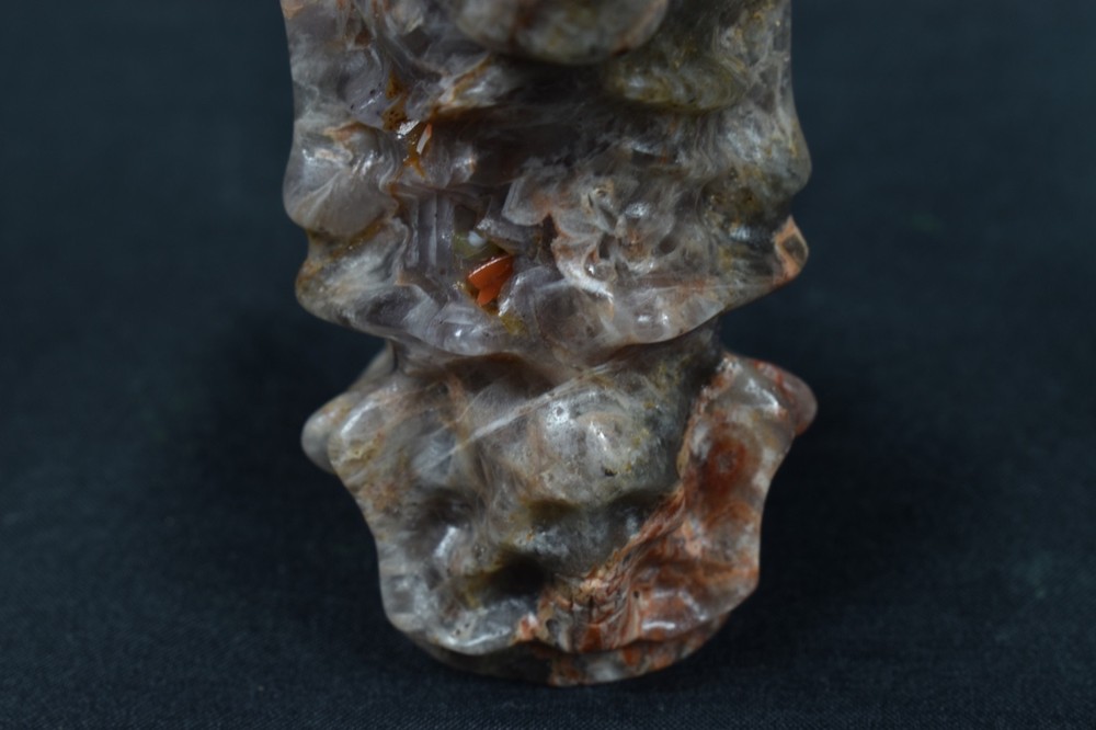 Mixed Agate Jasper Skeleton Carving, 367g / 4” Tall