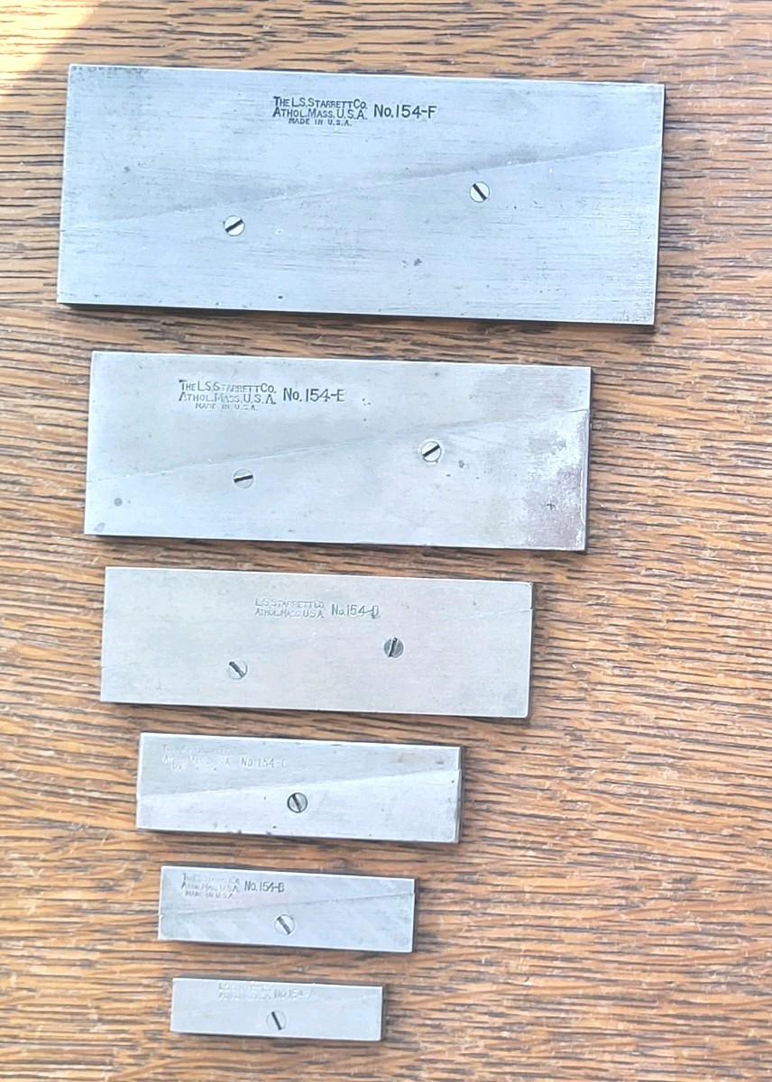 (6) Vintage L. S. Starrett No. 154 Parallels (A-F) Machinist Tools USA