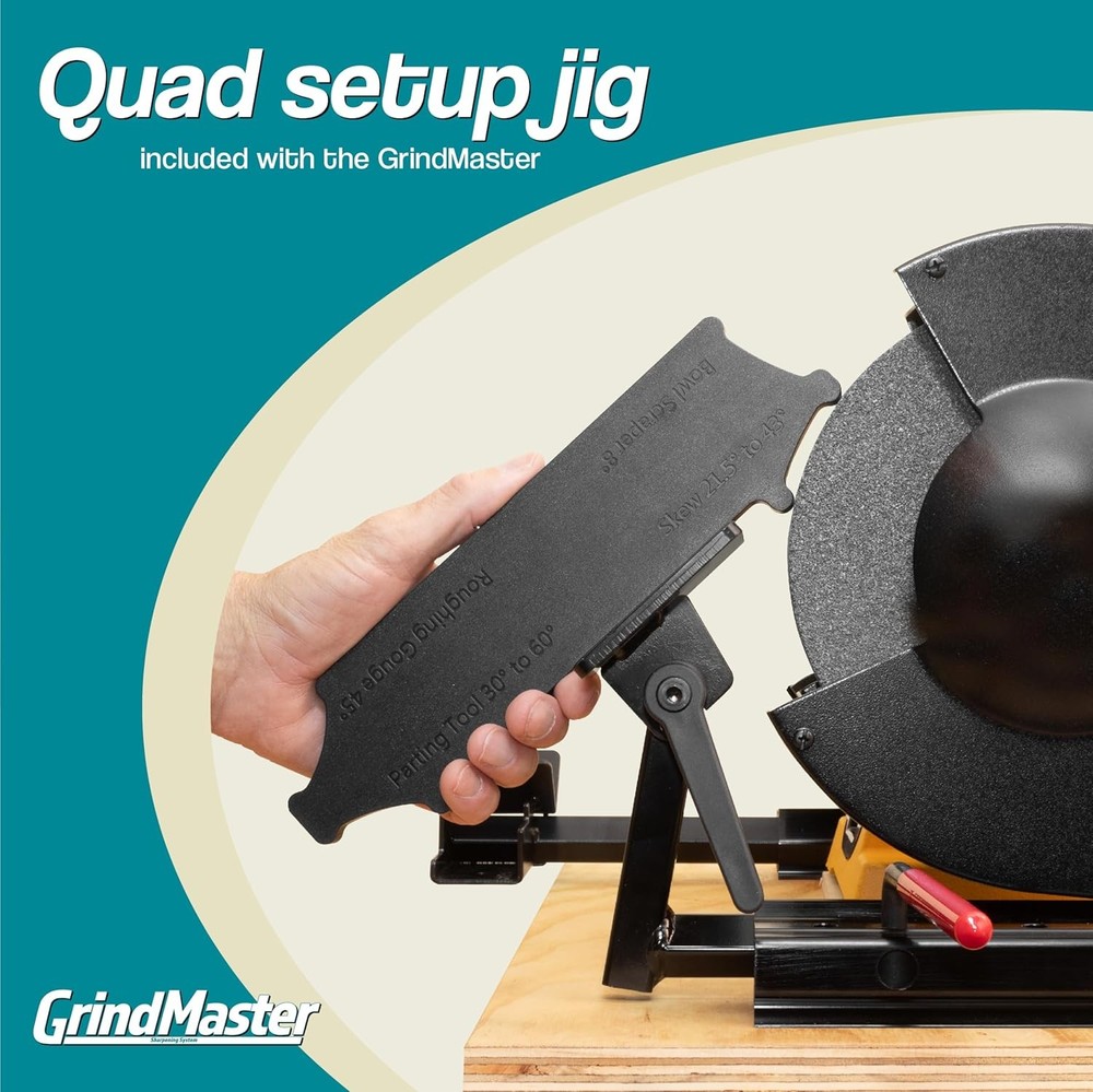 Grindmaster Lathe Tool Sharpening Jig with Quad Setup, Multi-Grind Jig and Two S