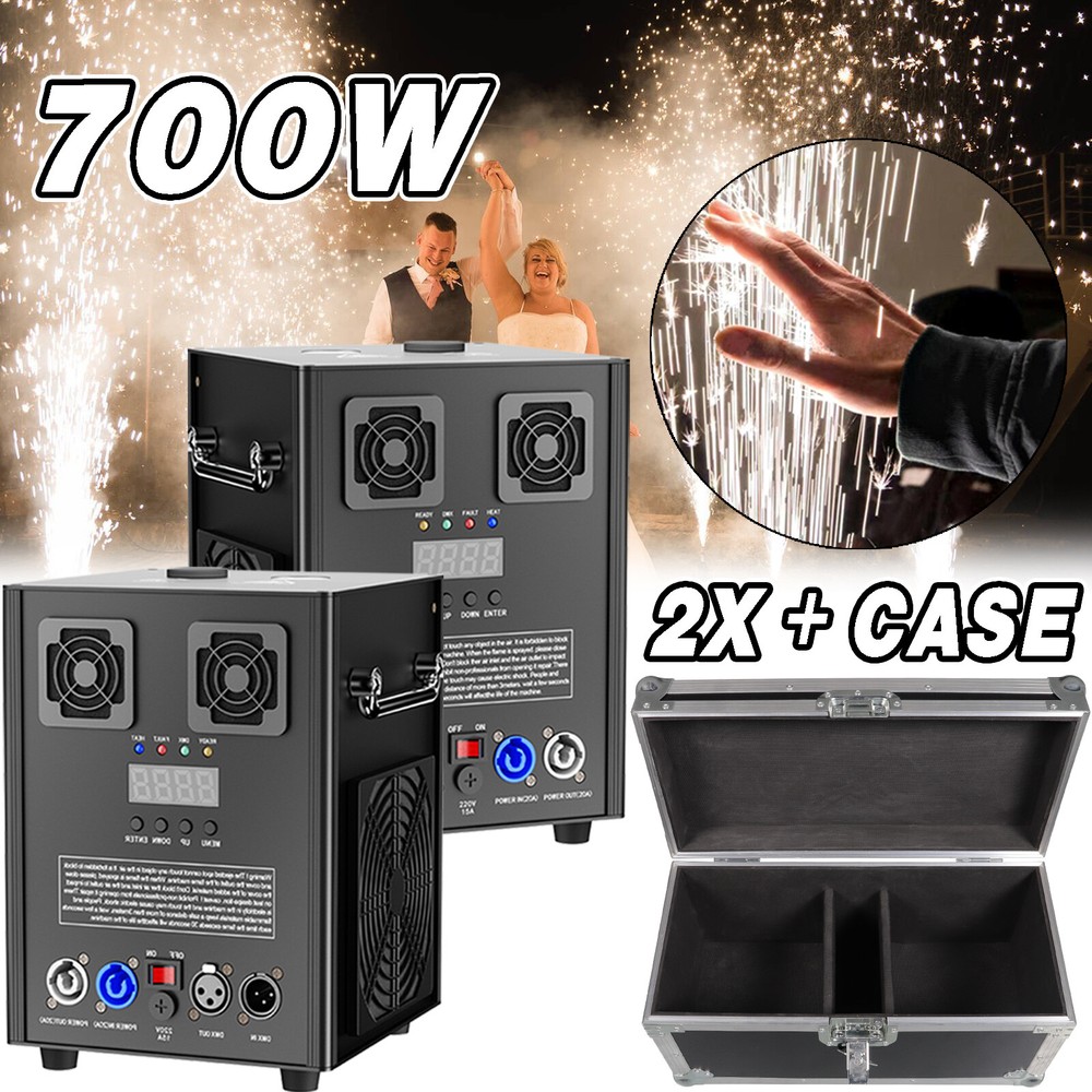 2X700W Cold Spark Firework Machine DMX Stage Effect Wedding DJ Event Party &Case