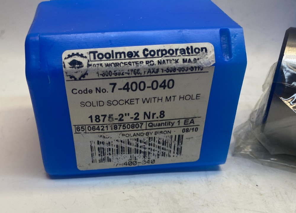 BISON 7-400-040 / 8-532-040 Hardened Solid Socket #8 with MT2 Hole (2MT x 2 x 4)