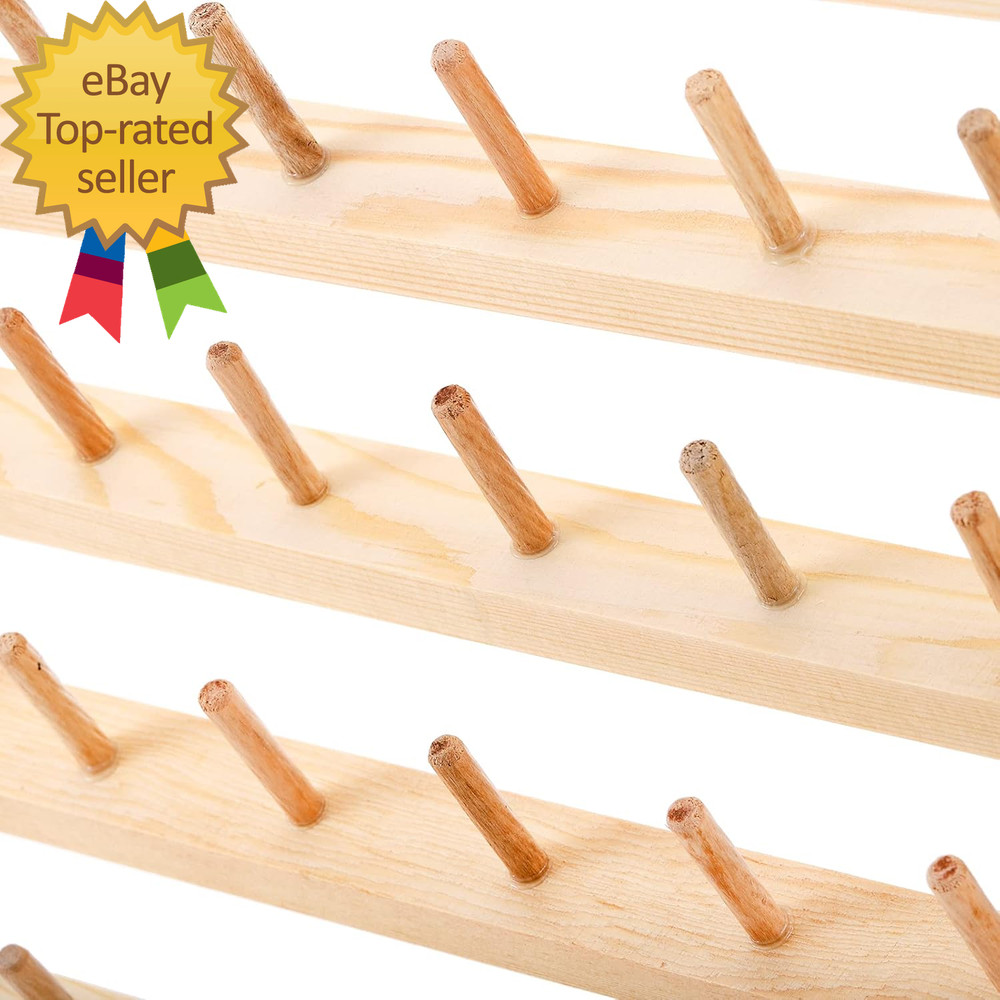 2 Pack 54 Spools Wooden Thread Holder, Large Racks, Wall Mount Storage Organizer
