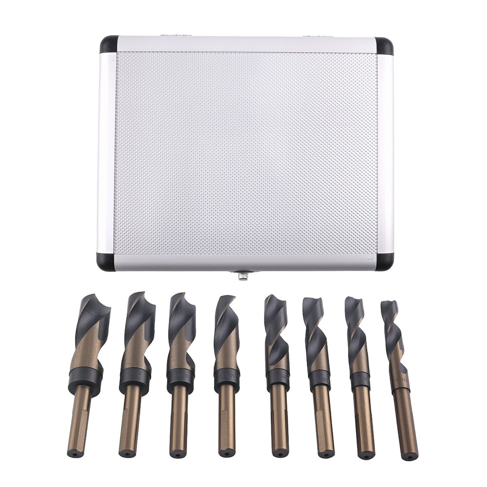 8PC Deming Drill Bits Set HSS 9/16-1" 135° Split Point Cobalt Silver