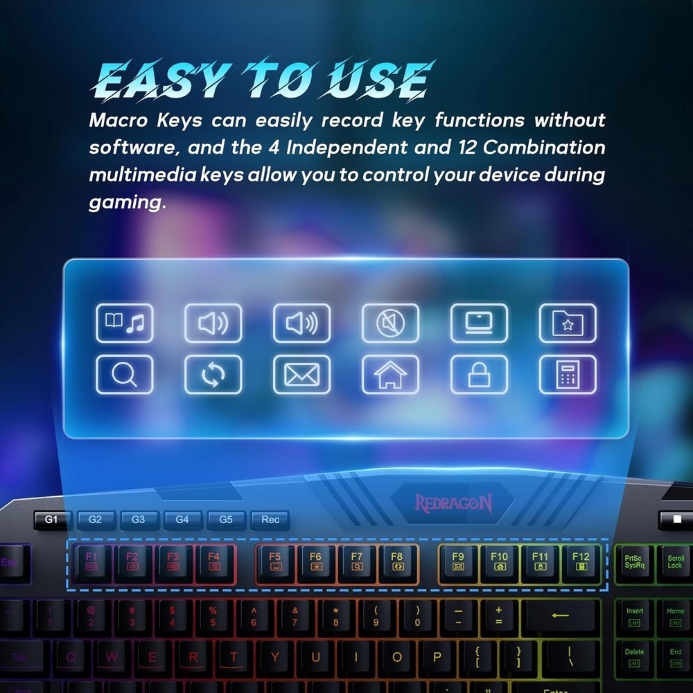 Pro Gaming Keyboard and Mouse Combo - RGB Backlit, Ergonomic + Macro Controls