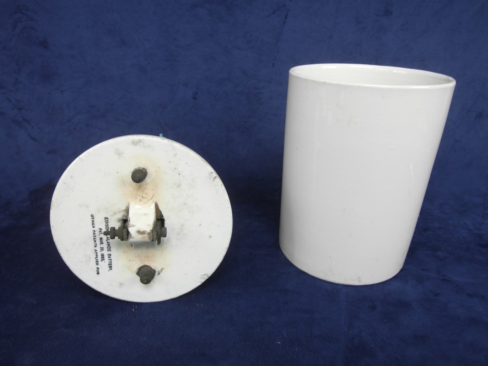 Edison Lalande Wet Cell Porcelain  Battery Pat 1883