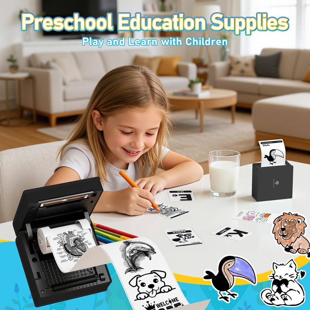 Mini Note Printer- M02 Pocket Thermal Bluetooth Mini Mobile Printer with 3 Rolls