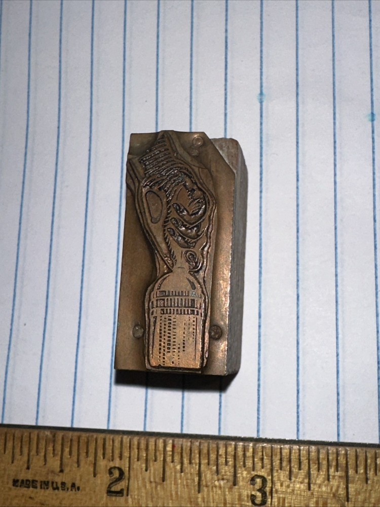 Printing Block ( Hand Opening Bottle ) Nice Image. Copper Face