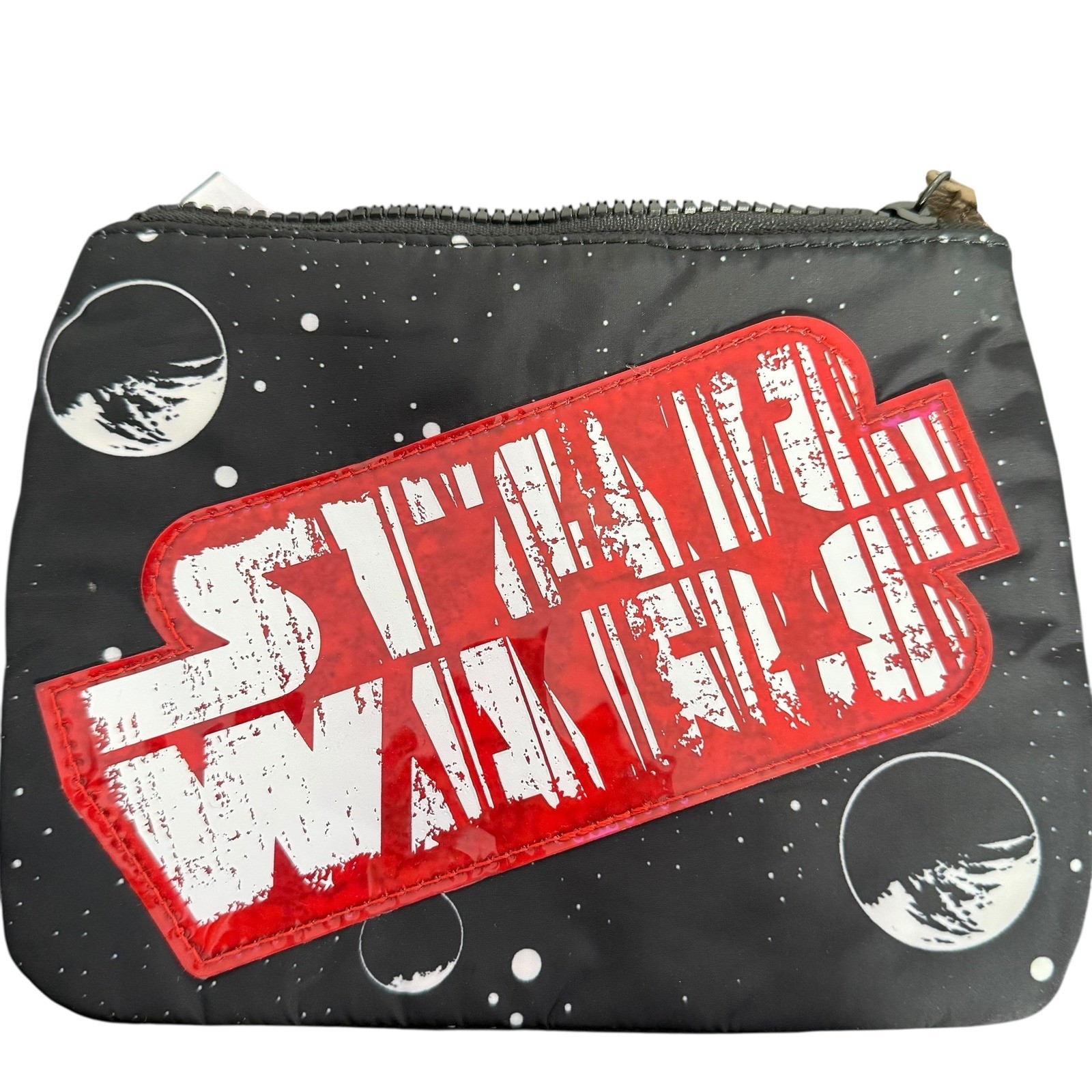 Disney Parks Star Wars Lightspeed Small Wristlet Galactic Planet Black Red