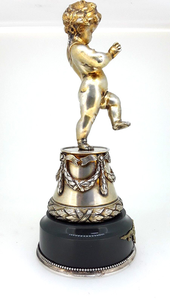 Antique Silver Gilt Figure on Silver and Jasper Stand.