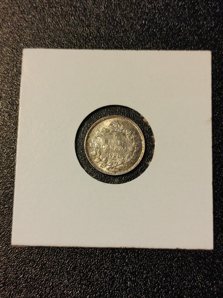 1920 Silver Canada 5 Cents George V BU