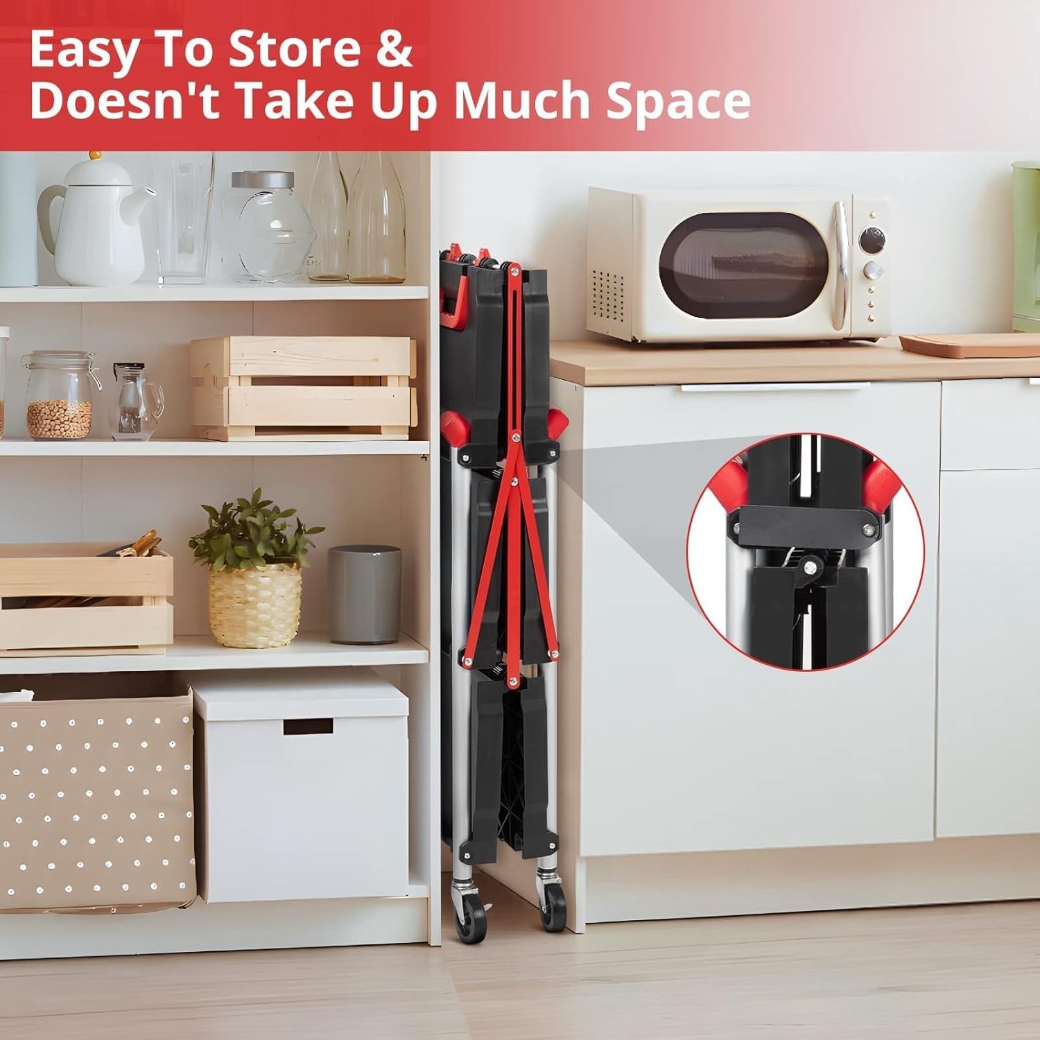 Collapsible Rolling Cart with Wheels, 3 Tier Rolling Utility Cart