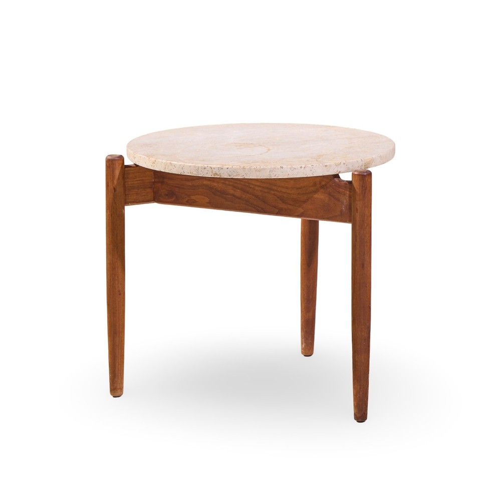 Jens Risom Mid Century Travertine Top Side End Table