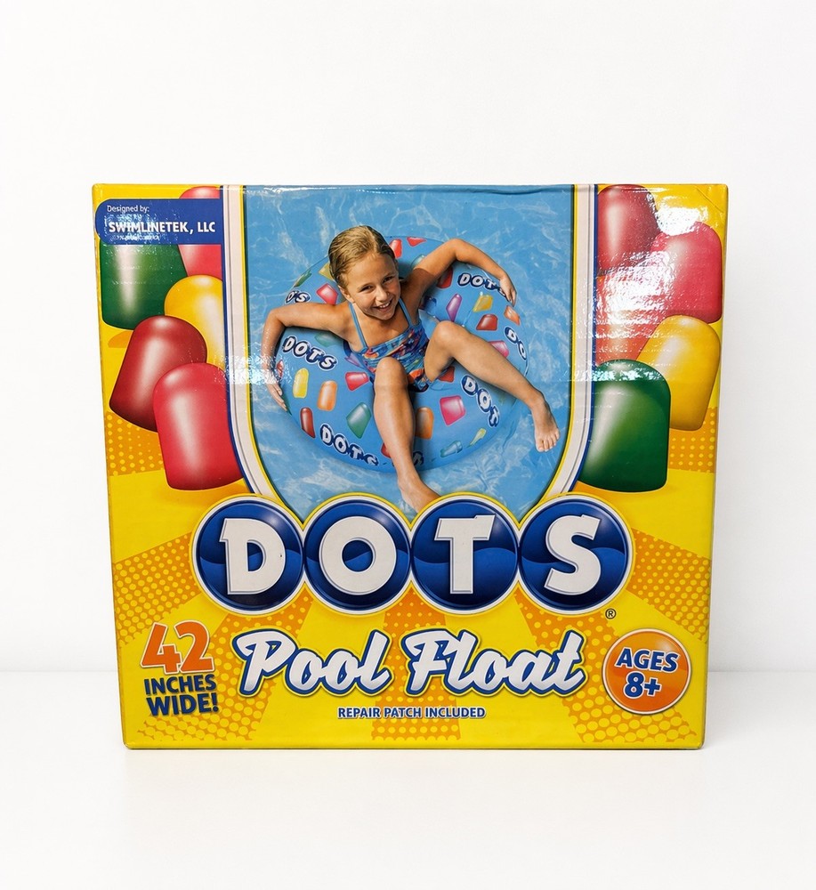 DOTS Pool Float Ring 42” Candy Inflatable Tube New Sealed w/ Patch